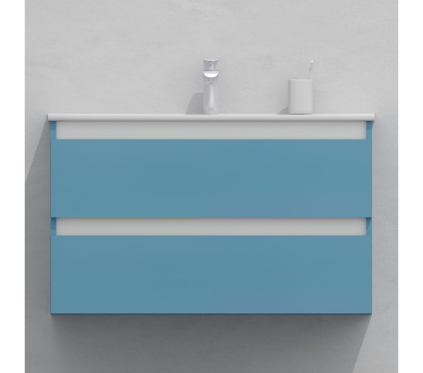 Тумба для ванной под раковину подвесная, 90 см, влагостойкая, цвет пастельно-синий, матовая эмаль + лак, серия СДпрестиж артикул SDTM-905024 изображение 1