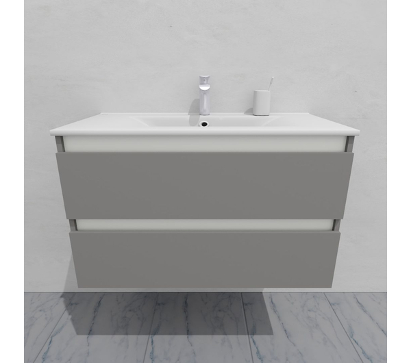 Тумба для ванной с раковиной подвесная, 90 см, влагостойкая, цвет светло-серый икеа, матовая эмаль + лак, серия СДпрестиж артикул SDTMR-905000-N изображение 5
