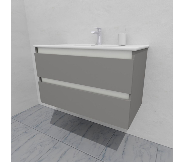 Тумба для ванной с раковиной подвесная, 90 см, влагостойкая, цвет светло-серый икеа, матовая эмаль + лак, серия СДпрестиж артикул SDTMR-905000-N изображение 4