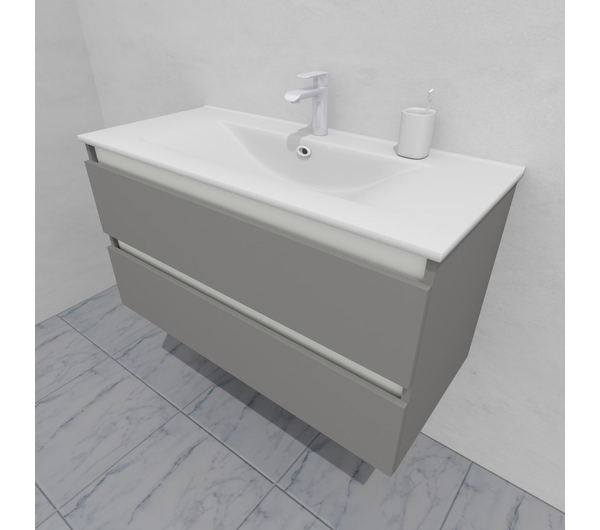Тумба для ванной под раковину подвесная, 100 см, влагостойкая, цвет светло-серый икеа, матовая эмаль + лак, серия СДпрестиж артикул SDTM-1005000-N изображение 4