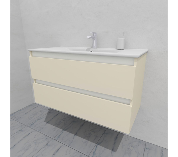 Тумба для ванной с раковиной подвесная, 100 см, влагостойкая, цвет жемчужно-белый, матовая эмаль + лак, серия СДпрестиж артикул SDTMR-1001013 изображение 4
