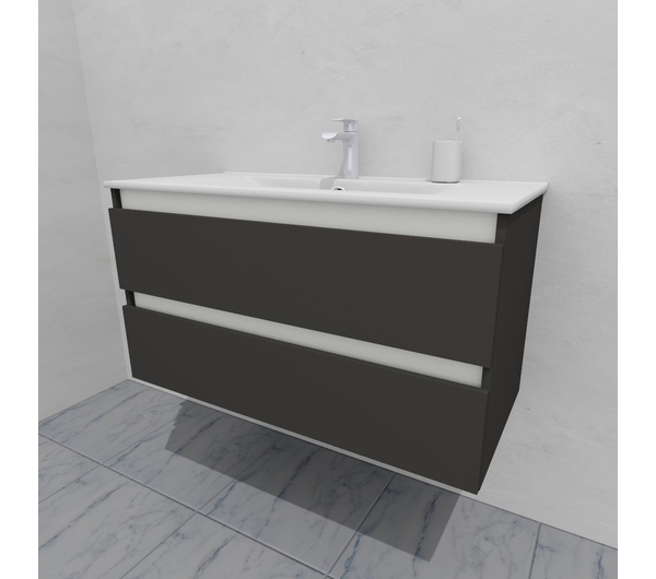 Тумба для ванной под раковину подвесная, 100 см, влагостойкая, цвет серый икеа, матовая эмаль + лак, серия СДпрестиж артикул SDTM-1007500-N изображение 3