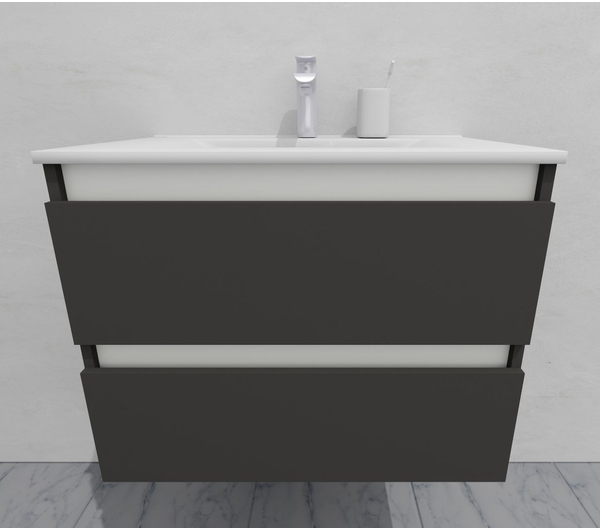 Тумба для ванной с раковиной подвесная, 70 см, влагостойкая, цвет серый икеа, матовая эмаль + лак, серия СДпрестиж артикул SDTMR-707500-N изображение 5