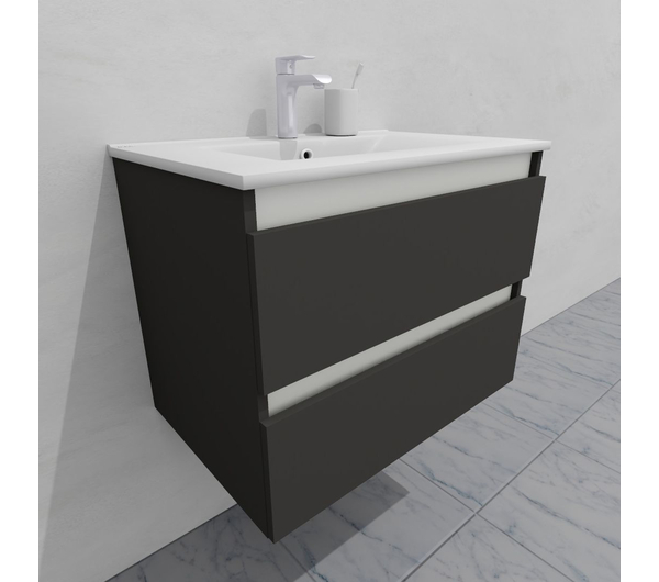 Тумба для ванной с раковиной подвесная, 70 см, влагостойкая, цвет серый икеа, матовая эмаль + лак, серия СДпрестиж артикул SDTMR-707500-N изображение 2