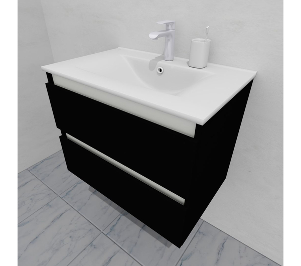 Тумба для ванной с раковиной подвесная, 70 см, влагостойкая, цвет черный, матовая эмаль + лак, серия СДпрестиж артикул SDTMR-709000-N изображение 3