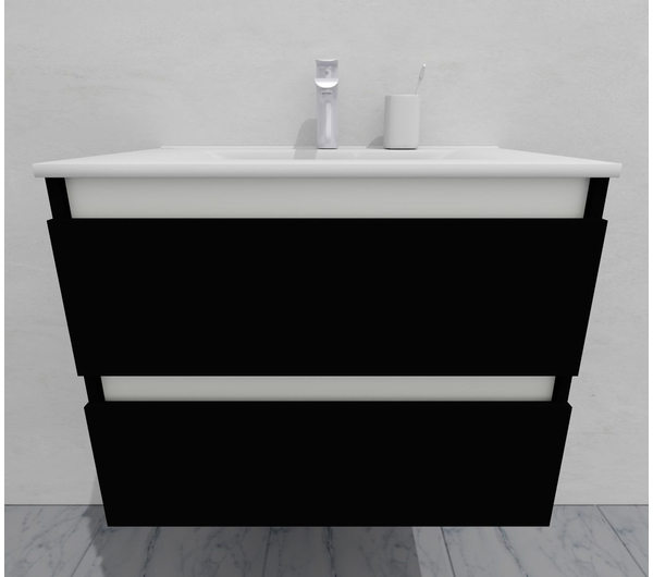 Тумба для ванной с раковиной подвесная, 70 см, влагостойкая, цвет черный, матовая эмаль + лак, серия СДпрестиж артикул SDTMR-709000-N изображение 4