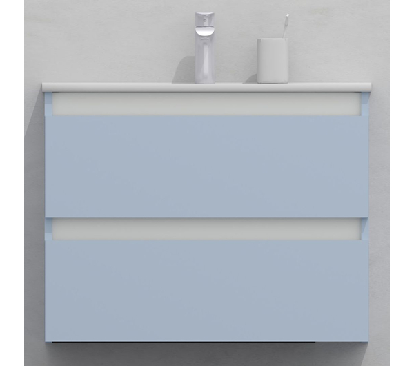Тумба для ванной с раковиной подвесная, 70 см, влагостойкая, цвет голубой, матовая эмаль + лак, серия СДпрестиж артикул SDTMR-701020-R80B изображение 1