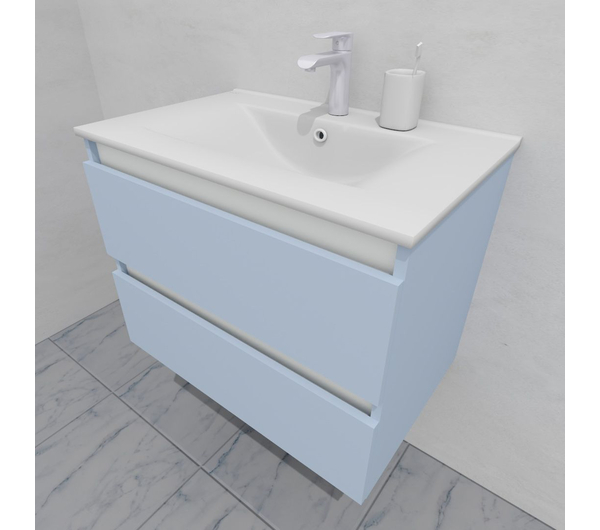 Тумба для ванной с раковиной подвесная, 70 см, влагостойкая, цвет голубой, матовая эмаль + лак, серия СДпрестиж артикул SDTMR-701020-R80B изображение 3