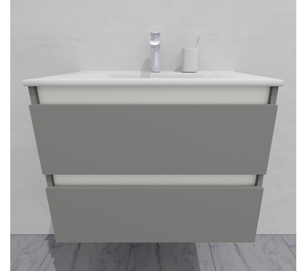 Тумба для ванной под раковину подвесная, 70 см, влагостойкая, цвет светло-серый икеа, матовая эмаль + лак, серия СДпрестиж артикул SDTM-705000-N изображение 5
