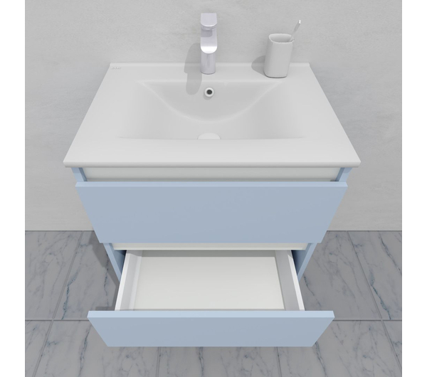 Тумба для ванной с раковиной подвесная, 60 см, влагостойкая, цвет светло-голубой, матовая эмаль + лак, серия СДпрестиж артикул SDTMR-601020-R80B изображение 6