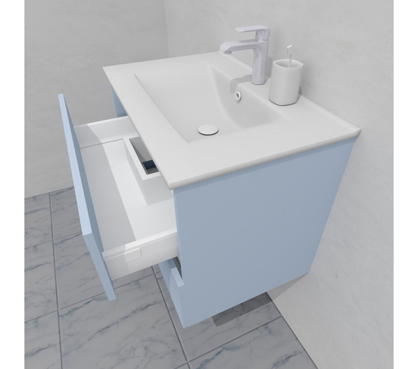Тумба для ванной с раковиной подвесная, 70 см, влагостойкая, цвет голубой, матовая эмаль + лак, серия СДпрестиж артикул SDTMR-701020-R80B изображение 5