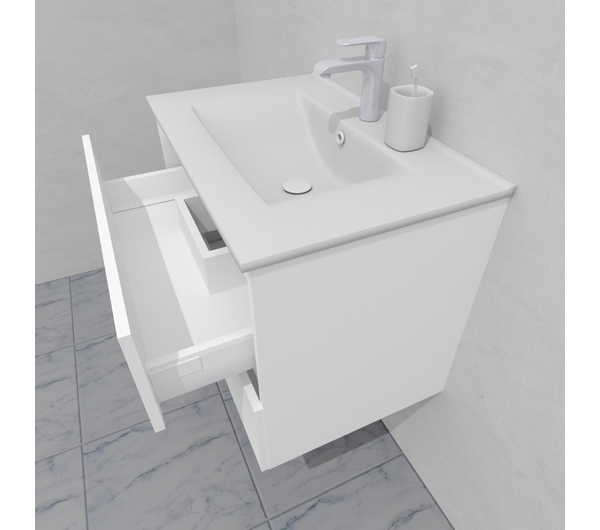Тумба для ванной с раковиной подвесная, 70 см, влагостойкая, цвет белый икеа, матовая эмаль + лак, серия СДпрестиж артикул SDTMR-700300-N изображение 6