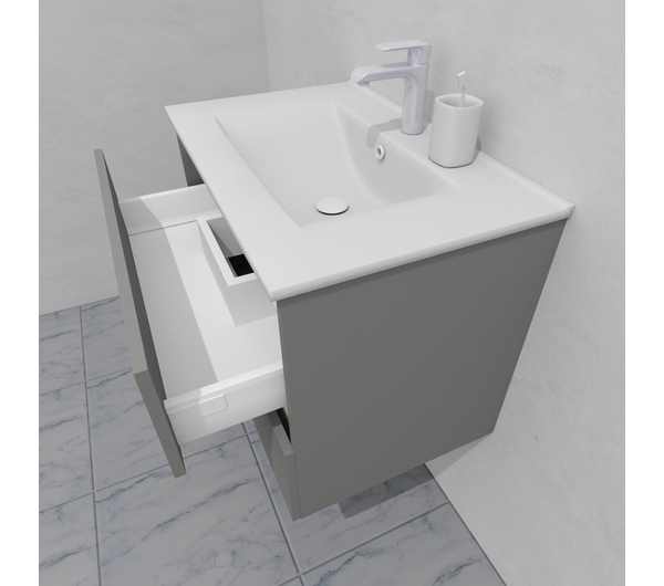 Тумба для ванной под раковину подвесная, 70 см, влагостойкая, цвет светло-серый икеа, матовая эмаль + лак, серия СДпрестиж артикул SDTM-705000-N изображение 6
