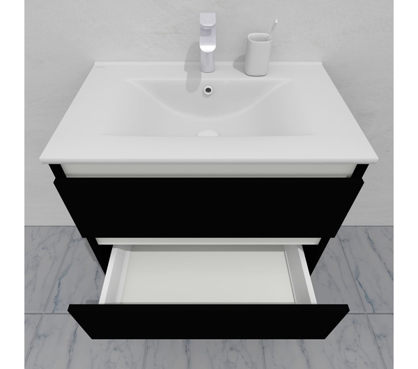 Тумба для ванной с раковиной подвесная, 70 см, влагостойкая, цвет черный, матовая эмаль + лак, серия СДпрестиж артикул SDTMR-709000-N изображение 6