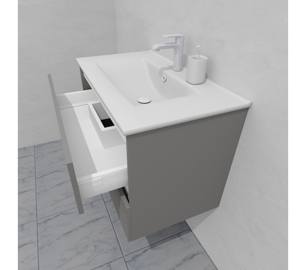 Тумба для ванной под раковину подвесная, 80 см, влагостойкая, цвет светло-серый икеа, матовая эмаль + лак, серия СДпрестиж артикул SDTM-805000-N изображение 6