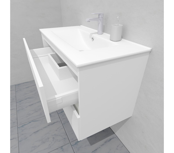 Тумба для ванной под раковину подвесная, 90 см, влагостойкая, цвет белый икеа, матовая эмаль + лак, серия СДпрестиж артикул SDTM-900300-N изображение 6