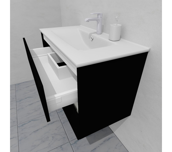 Тумба для ванной под раковину подвесная, 90 см, влагостойкая, цвет черный, матовая эмаль + лак, серия СДпрестиж артикул SDTM-909000-N изображение 6