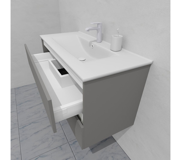 Тумба для ванной под раковину подвесная, 100 см, влагостойкая, цвет светло-серый икеа, матовая эмаль + лак, серия СДпрестиж артикул SDTM-1005000-N изображение 6
