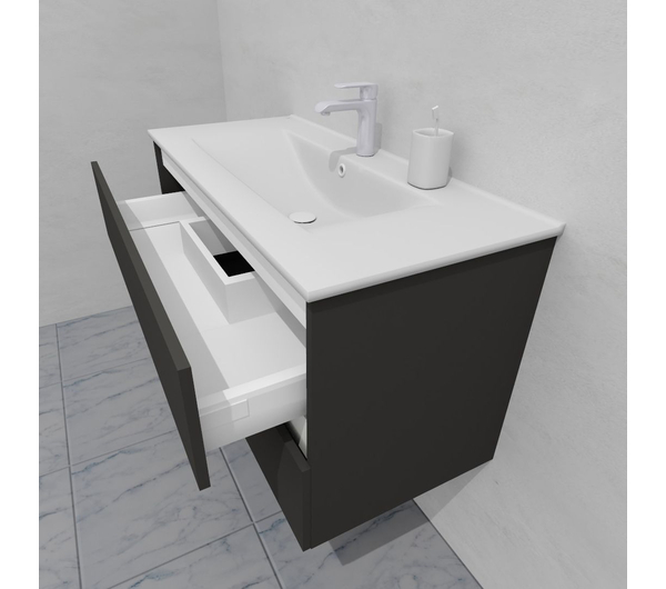 Тумба для ванной под раковину подвесная, 100 см, влагостойкая, цвет серый икеа, матовая эмаль + лак, серия СДпрестиж артикул SDTM-1007500-N изображение 6