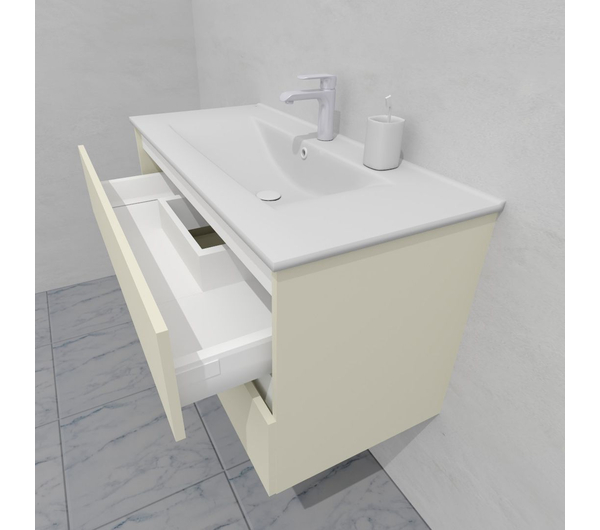 Тумба для ванной с раковиной подвесная, 100 см, влагостойкая, цвет жемчужно-белый, матовая эмаль + лак, серия СДпрестиж артикул SDTMR-1001013 изображение 6