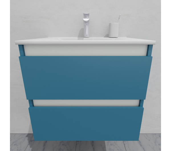 Тумба для ванной с раковиной подвесная, 60 см, влагостойкая, цвет пастельно-синий, матовая эмаль + лак, серия СДпрестиж артикул SDTMR-605024 изображение 3