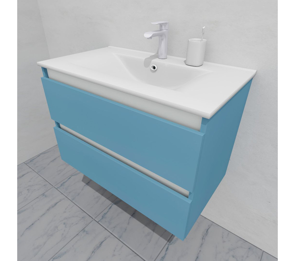 Тумба для ванной с раковиной подвесная, 80 см, влагостойкая, цвет пастельно-синий, матовая эмаль + лак, серия СДпрестиж артикул SDTMR-805024 изображение 4