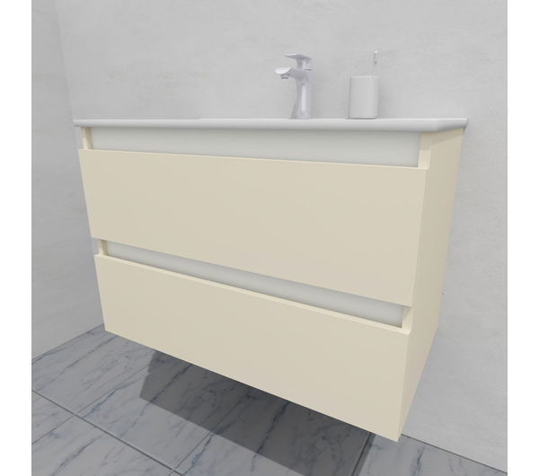 Тумба для ванной с раковиной подвесная, 80 см, влагостойкая, цвет жемчужно-белый, матовая эмаль + лак, серия СДпрестиж артикул SDTMR-801013 изображение 2