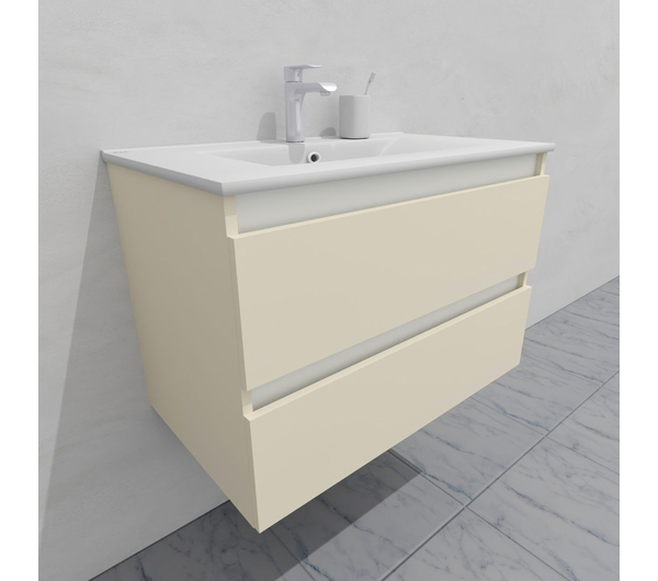 Тумба для ванной с раковиной подвесная, 80 см, влагостойкая, цвет жемчужно-белый, матовая эмаль + лак, серия СДпрестиж артикул SDTMR-801013 изображение 3