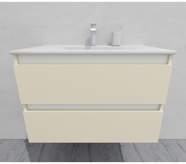 Тумба для ванной с раковиной подвесная, 80 см, влагостойкая, цвет жемчужно-белый, матовая эмаль + лак, серия СДпрестиж артикул SDTMR-801013 изображение 4