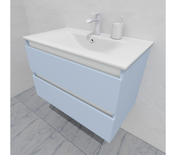Тумба для ванной с раковиной подвесная, 80 см, влагостойкая, цвет голубой, матовая эмаль + лак, серия СДпрестиж артикул SDTMR-801020-R80B изображение 4