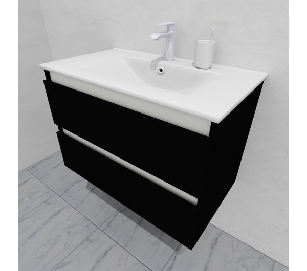 Тумба для ванной с раковиной подвесная, 80 см, влагостойкая, цвет черный, матовая эмаль + лак, серия СДпрестиж артикул SDTMR-809000-N изображение 4