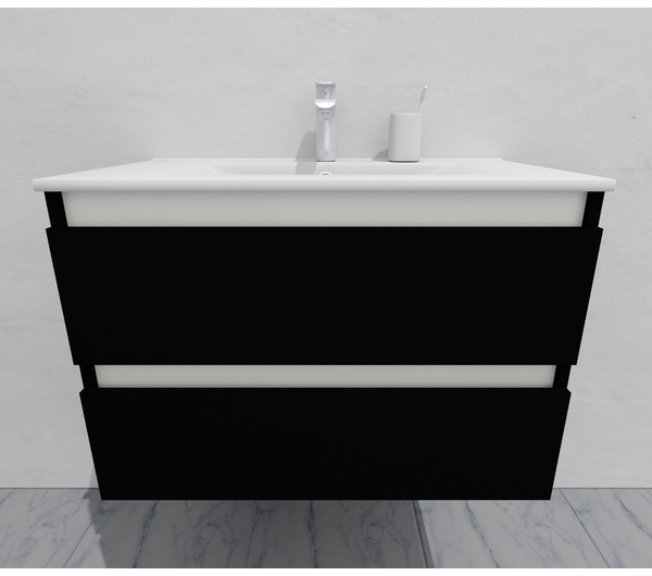 Тумба для ванной с раковиной подвесная, 80 см, влагостойкая, цвет черный, матовая эмаль + лак, серия СДпрестиж артикул SDTMR-809000-N изображение 5