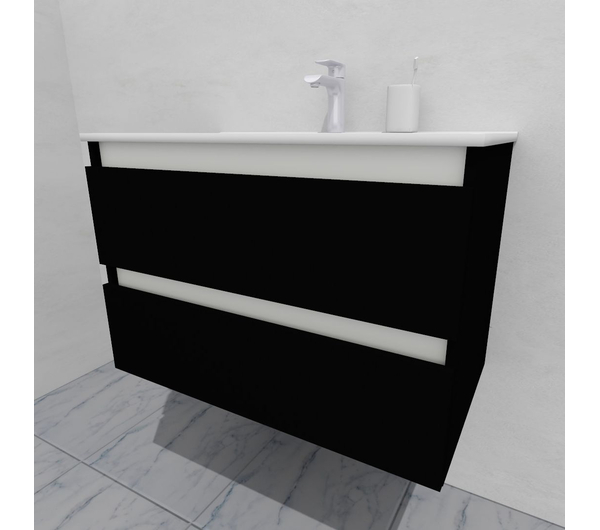 Тумба для ванной с раковиной подвесная, 80 см, влагостойкая, цвет черный, матовая эмаль + лак, серия СДпрестиж артикул SDTMR-809000-N изображение 3