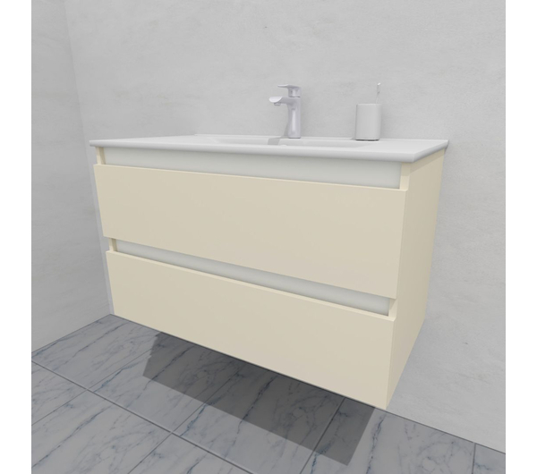 Тумба для ванной с раковиной подвесная, 90 см, влагостойкая, цвет жемчужно-белый, матовая эмаль + лак, серия СДпрестиж артикул SDTMR-901013 изображение 3