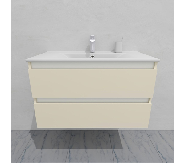 Тумба для ванной с раковиной подвесная, 90 см, влагостойкая, цвет жемчужно-белый, матовая эмаль + лак, серия СДпрестиж артикул SDTMR-901013 изображение 5