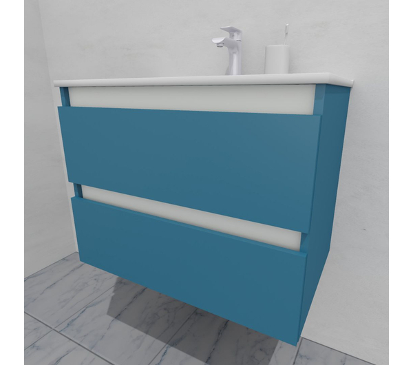 Тумба для ванной с раковиной подвесная, 70 см, влагостойкая, цвет пастельно-синий, матовая эмаль + лак, серия СДпрестиж артикул SDTMR-705024 изображение 3