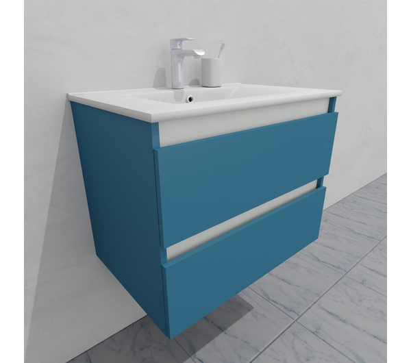 Тумба для ванной с раковиной подвесная, 70 см, влагостойкая, цвет пастельно-синий, матовая эмаль + лак, серия СДпрестиж артикул SDTMR-705024 изображение 2