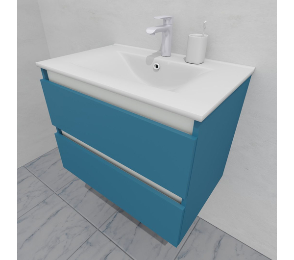 Тумба для ванной с раковиной подвесная, 70 см, влагостойкая, цвет пастельно-синий, матовая эмаль + лак, серия СДпрестиж артикул SDTMR-705024 изображение 1