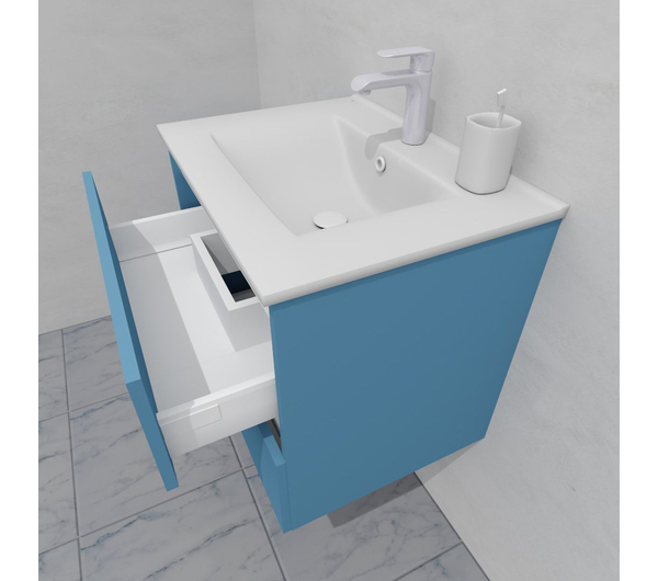 Тумба для ванной с раковиной подвесная, 60 см, влагостойкая, цвет пастельно-синий, матовая эмаль + лак, серия СДпрестиж артикул SDTMR-605024 изображение 6