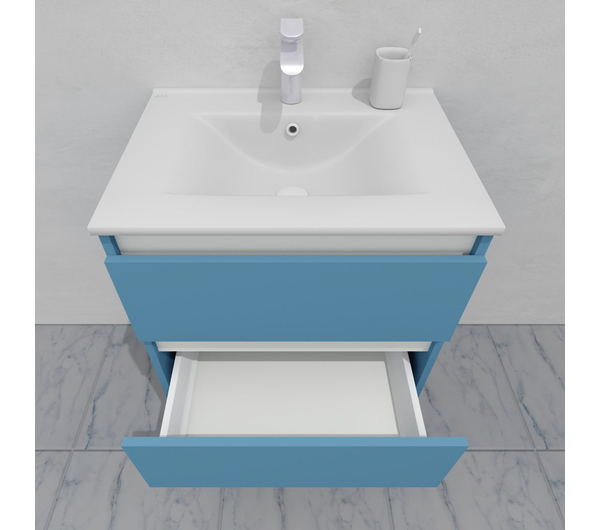 Тумба для ванной с раковиной подвесная, 60 см, влагостойкая, цвет пастельно-синий, матовая эмаль + лак, серия СДпрестиж артикул SDTMR-605024 изображение 7