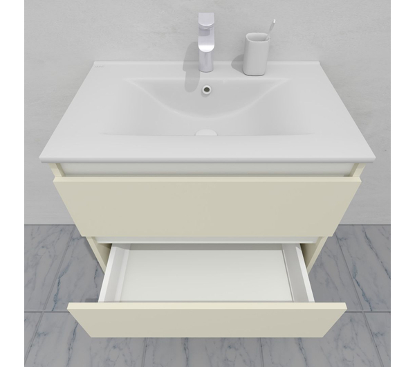Тумба для ванной с раковиной подвесная, 70 см, влагостойкая, цвет жемчужно-белый, матовая эмаль + лак, серия СДпрестиж артикул SDTMR-701013 изображение 7