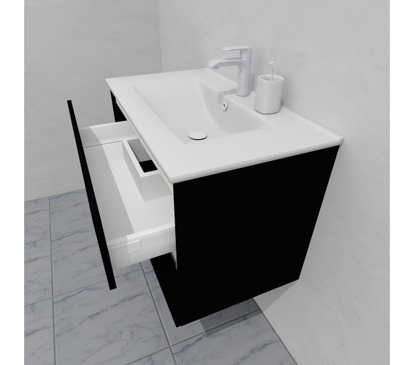 Тумба для ванной с раковиной подвесная, 80 см, влагостойкая, цвет черный, матовая эмаль + лак, серия СДпрестиж артикул SDTMR-809000-N изображение 6