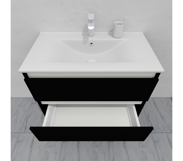 Тумба для ванной с раковиной подвесная, 80 см, влагостойкая, цвет черный, матовая эмаль + лак, серия СДпрестиж артикул SDTMR-809000-N изображение 7