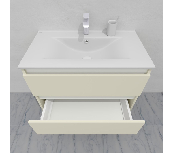 Тумба для ванной с раковиной подвесная, 80 см, влагостойкая, цвет жемчужно-белый, матовая эмаль + лак, серия СДпрестиж артикул SDTMR-801013 изображение 6