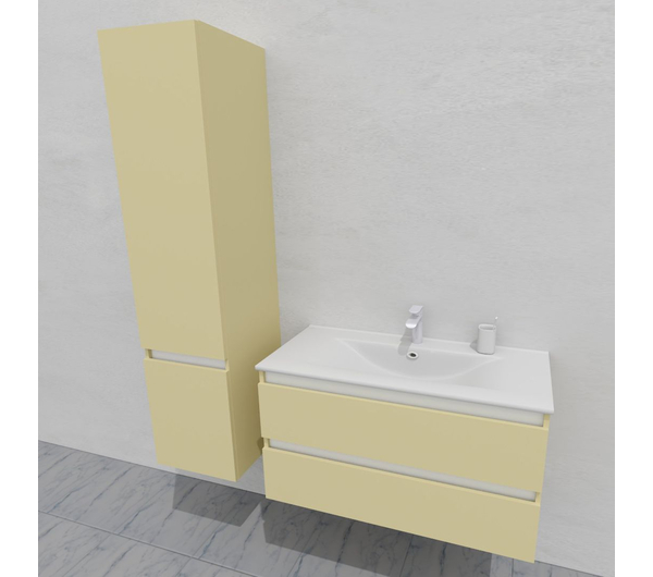 Комплект мебели для ванной тумба 100 см и пеналом 40*40*170 см, левый, цвет RAL 1014, влагостойкий, матовая эмаль + лак, серия СДпрестиж артикул SDPLTM-1001014 изображение 2