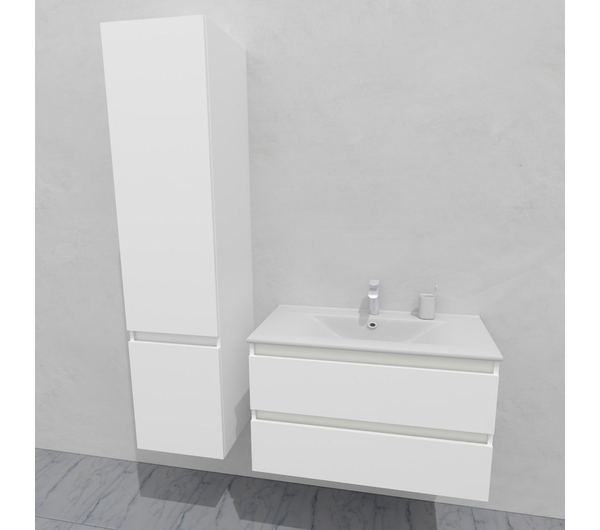 Комплект мебели для ванной тумба 90 см и пеналом 40*40*170 см, левый, цвет NCS S 0300-N, влагостойкий, матовая эмаль + лак, серия СДпрестиж артикул SDPLTM-900300-N изображение 2