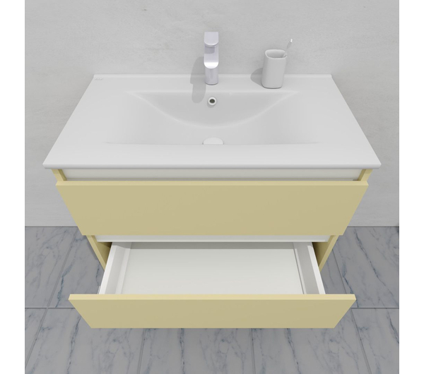 Комплект мебели для ванной тумба 80 см и пеналом 40*40*170 см, левый, цвет RAL 1014, влагостойкий, матовая эмаль + лак, серия СДпрестиж артикул SDPLTM-801014 изображение 10