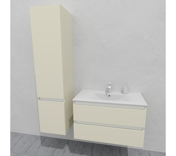 Комплект мебели для ванной тумба 90 см с раковиной и пеналом 40*40*170 см, левый, цвет RAL 1013, влагостойкий, матовая эмаль + лак, серия СДпрестиж артикул SDPLTMR-901013 изображение 2