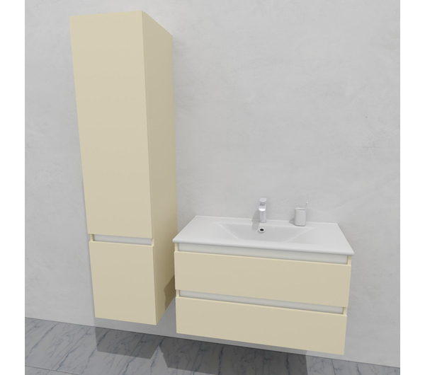 Комплект мебели для ванной тумба 90 см и пеналом 40*40*170 см, левый, цвет RAL 1015, влагостойкий, матовая эмаль + лак, серия СДпрестиж артикул SDPLTM-901015 изображение 2