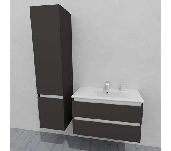 Комплект мебели для ванной тумба 90 см и пеналом 40*40*170 см, левый, цвет NCS S 7500-N, влагостойкий, матовая эмаль + лак, серия СДпрестиж артикул SDPLTM-907500-N изображение 2